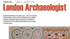 The top half of a front cover of London Archaeologist magazine, showing the title and contents